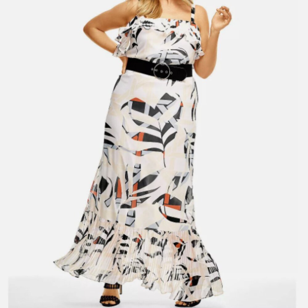 Lane Bryant Pleated Ruffled Maxi Dress